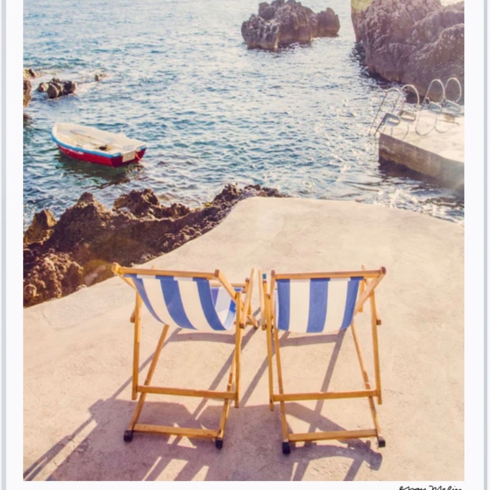 Gray Malin Framed Print - Two Chairs, La Fontelina - Brand New